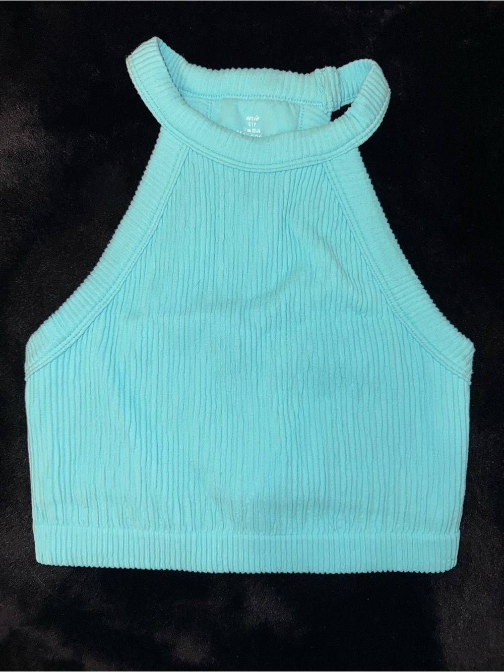 Aerie Ribbed Halter Crop Top with Built-In Shelf